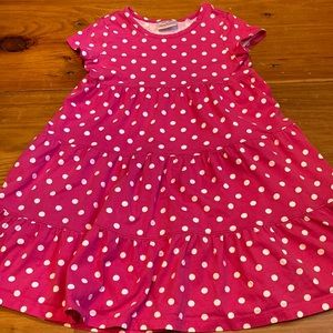 HANNA ANDERSSON 120 Pink/White Polka Dot Dress Short Sleeve Tiered